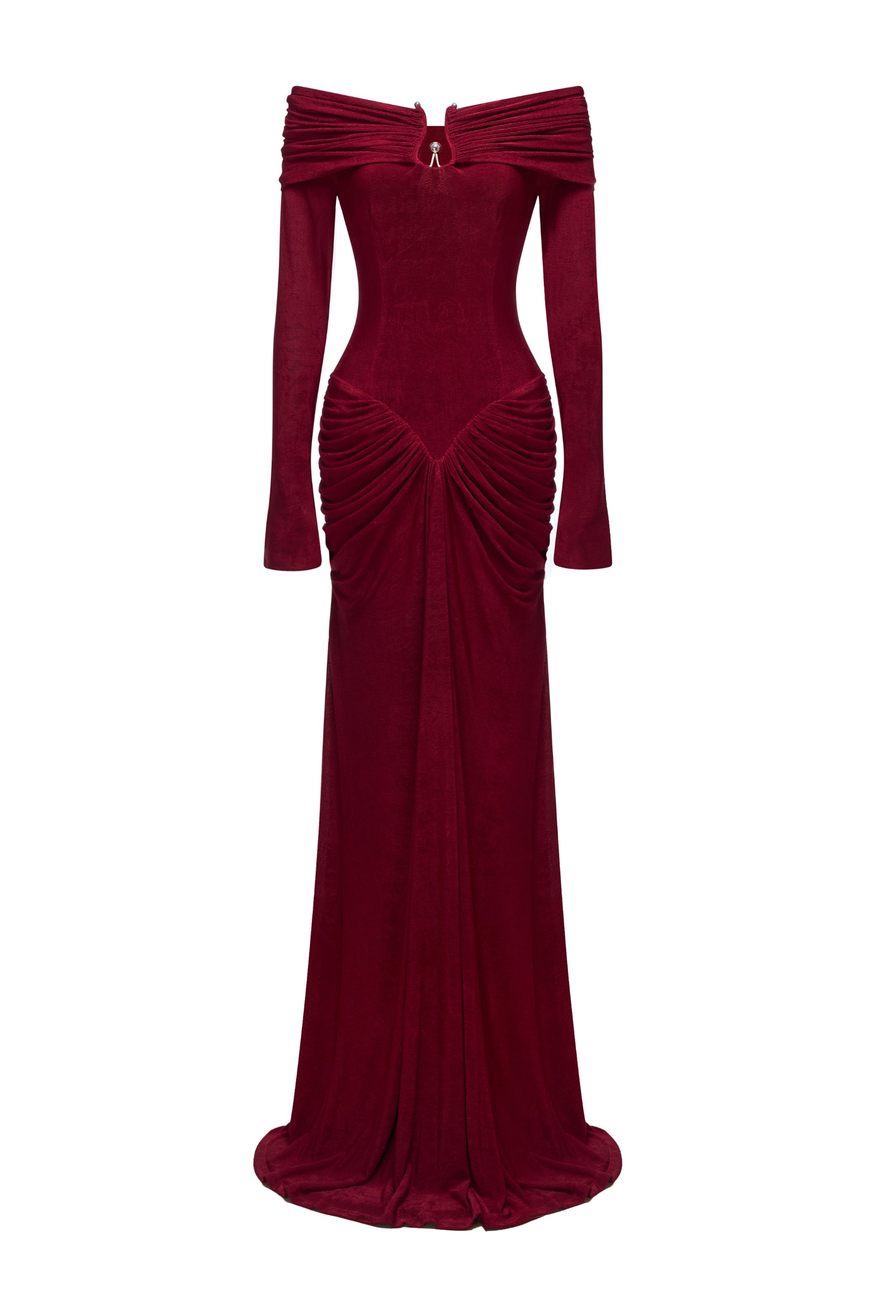 Athena Off Shoulder Draped Maxi Gown