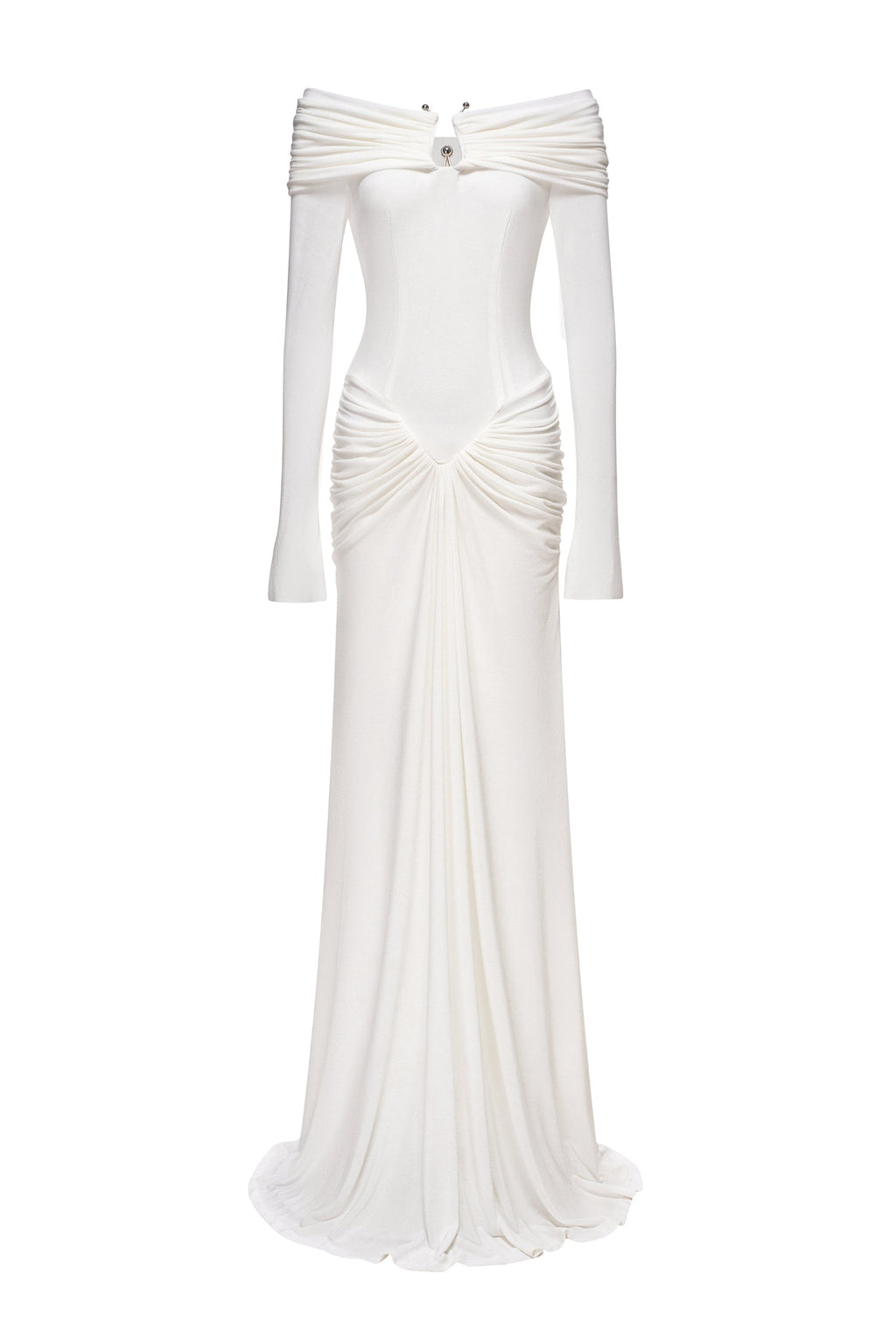 Athena Off Shoulder Draped Maxi Gown