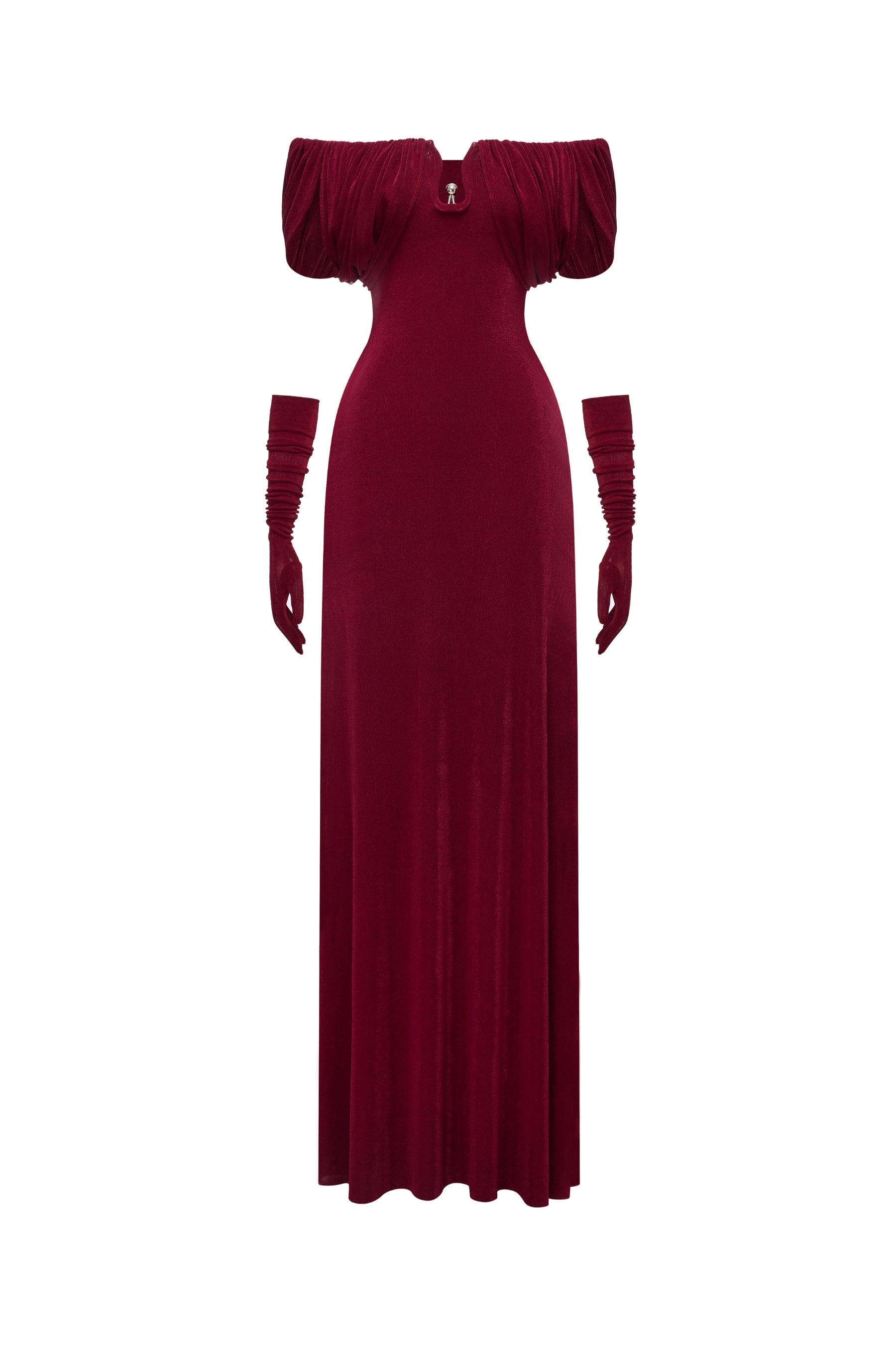Valentine Draped Off Shoulder Maxi Gown