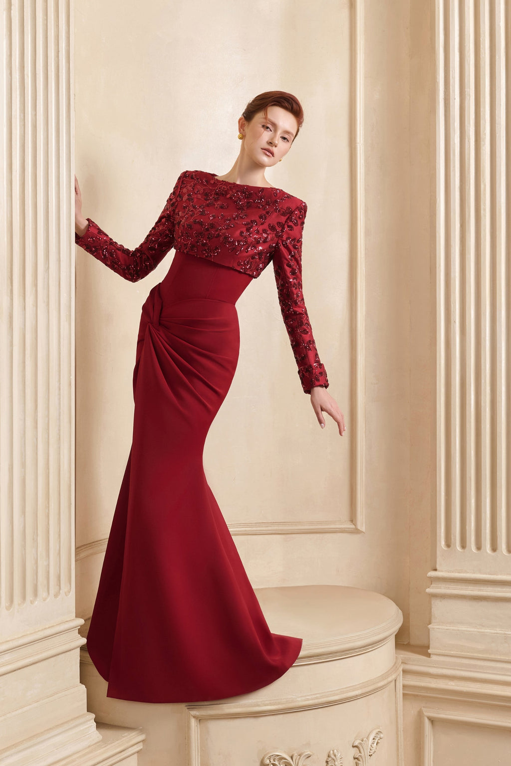 Charlotte Embellished Long Sleeve Maxi Dress
