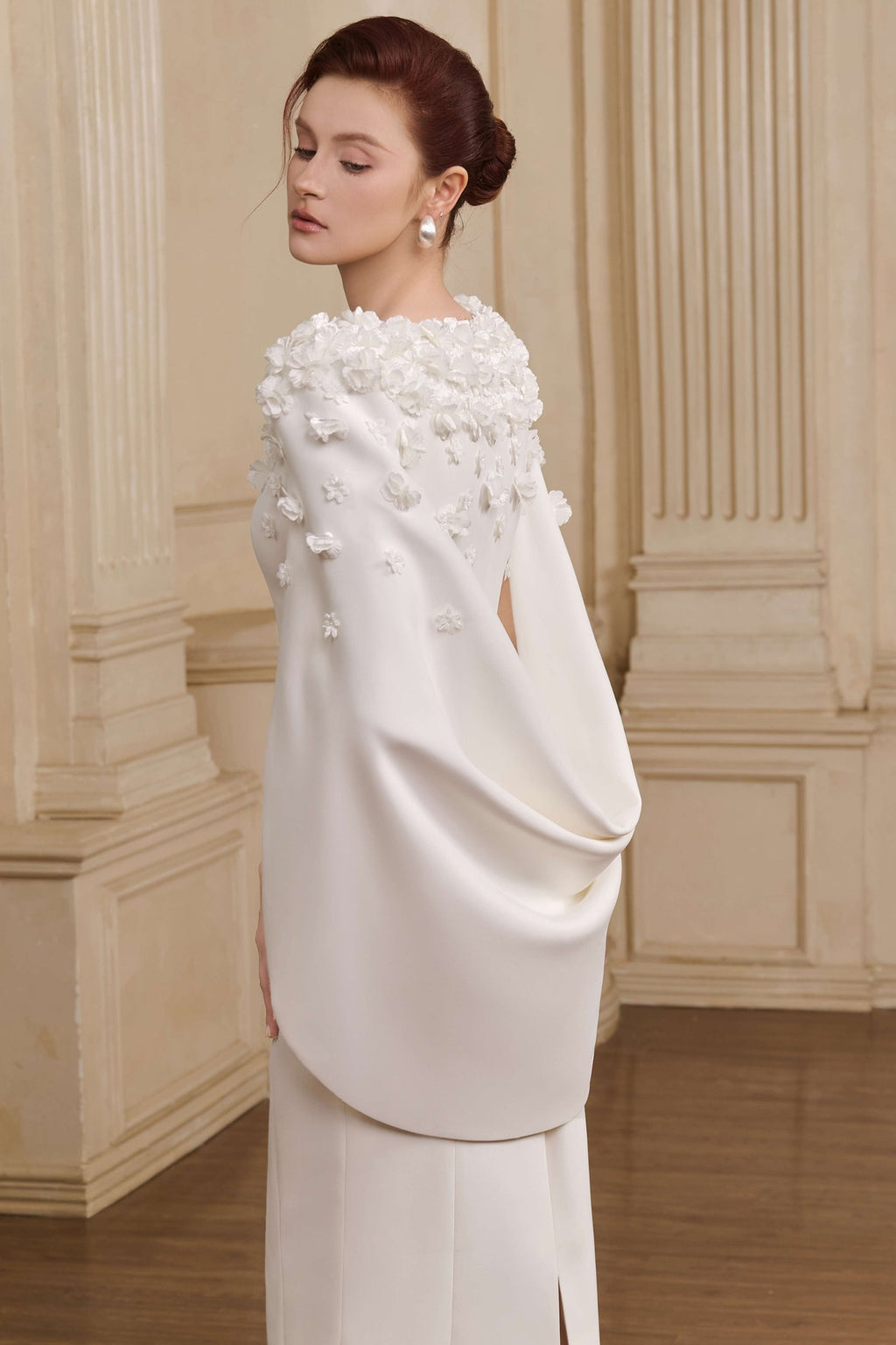 Lily Cape Sleeve Chiffon Maxi Gown