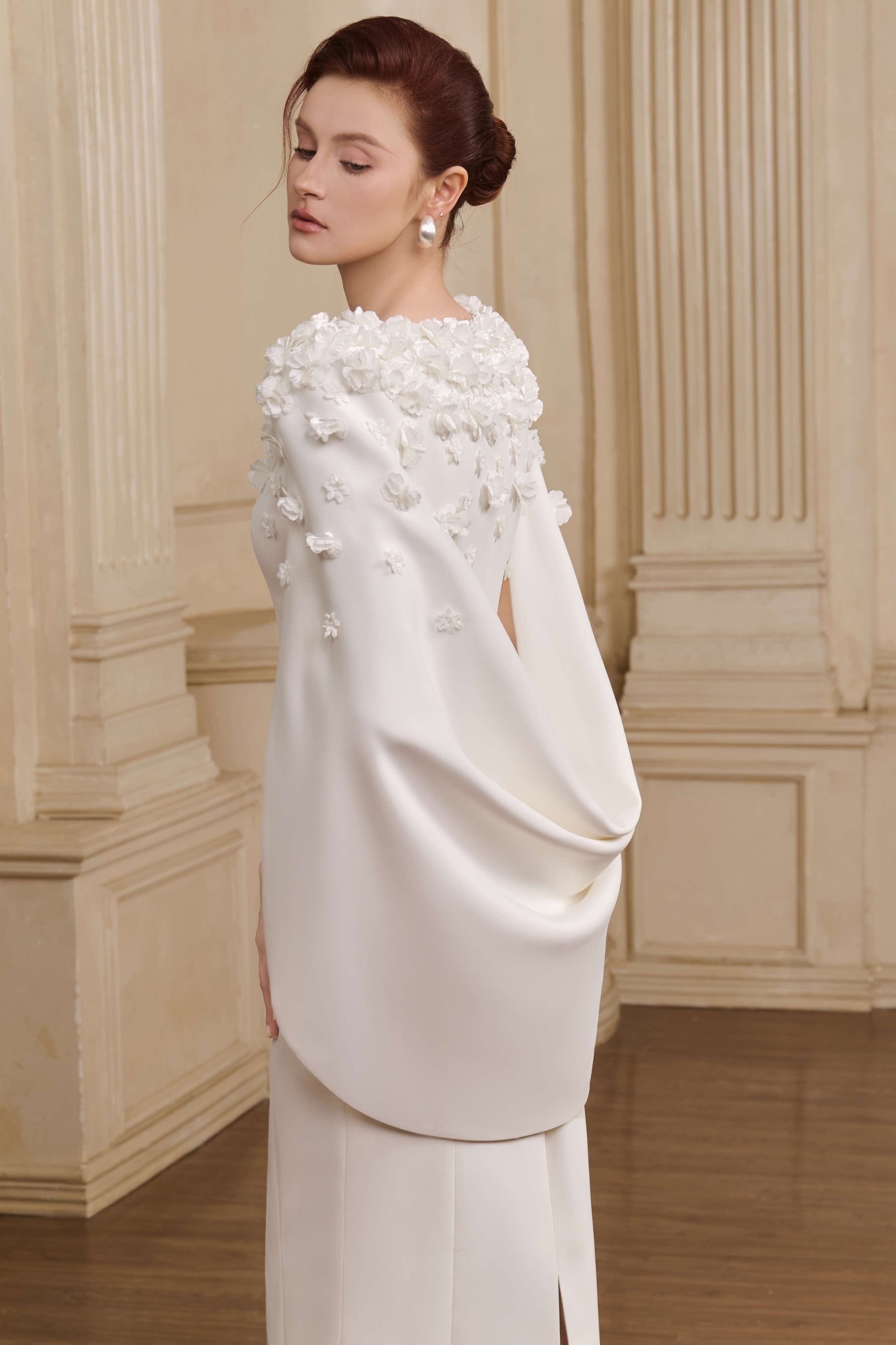 Lily Cape Sleeve Chiffon Maxi Gown