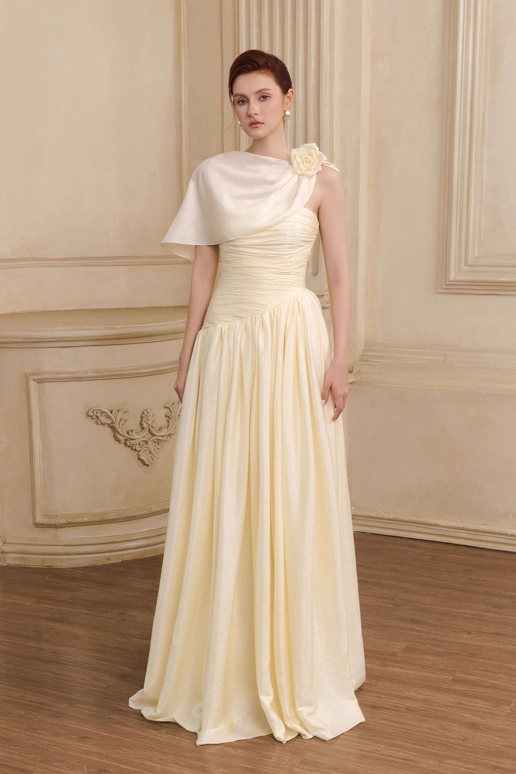 Hallie Ruched One Shoulder Maxi Gown