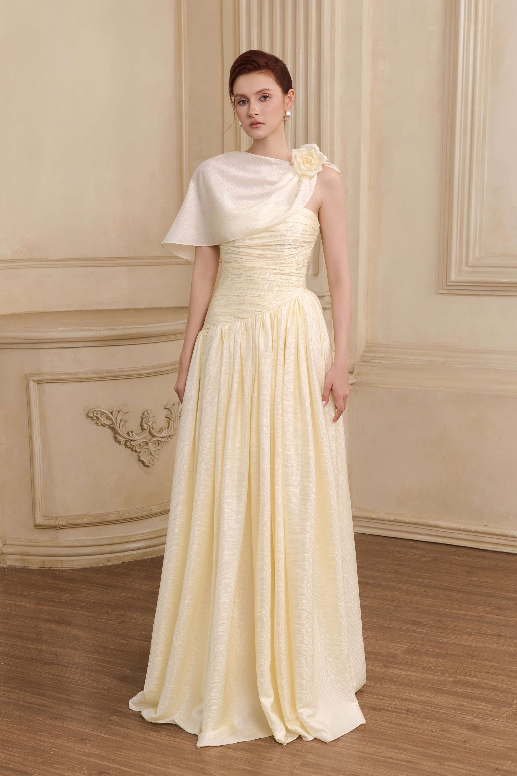 Hallie Ruched One Shoulder Maxi Gown