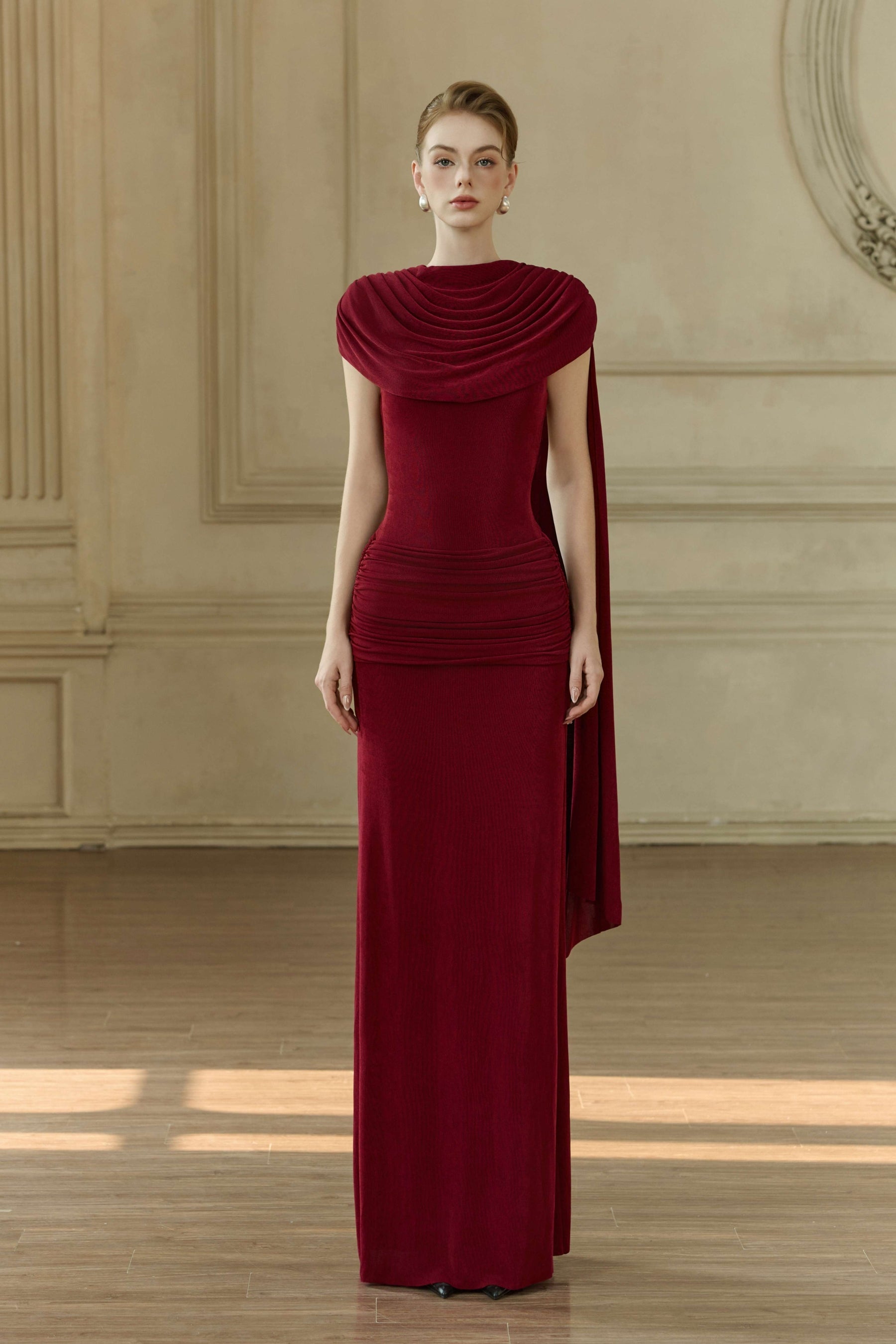 Bailey Cowl Neck Draped Maxi Dress