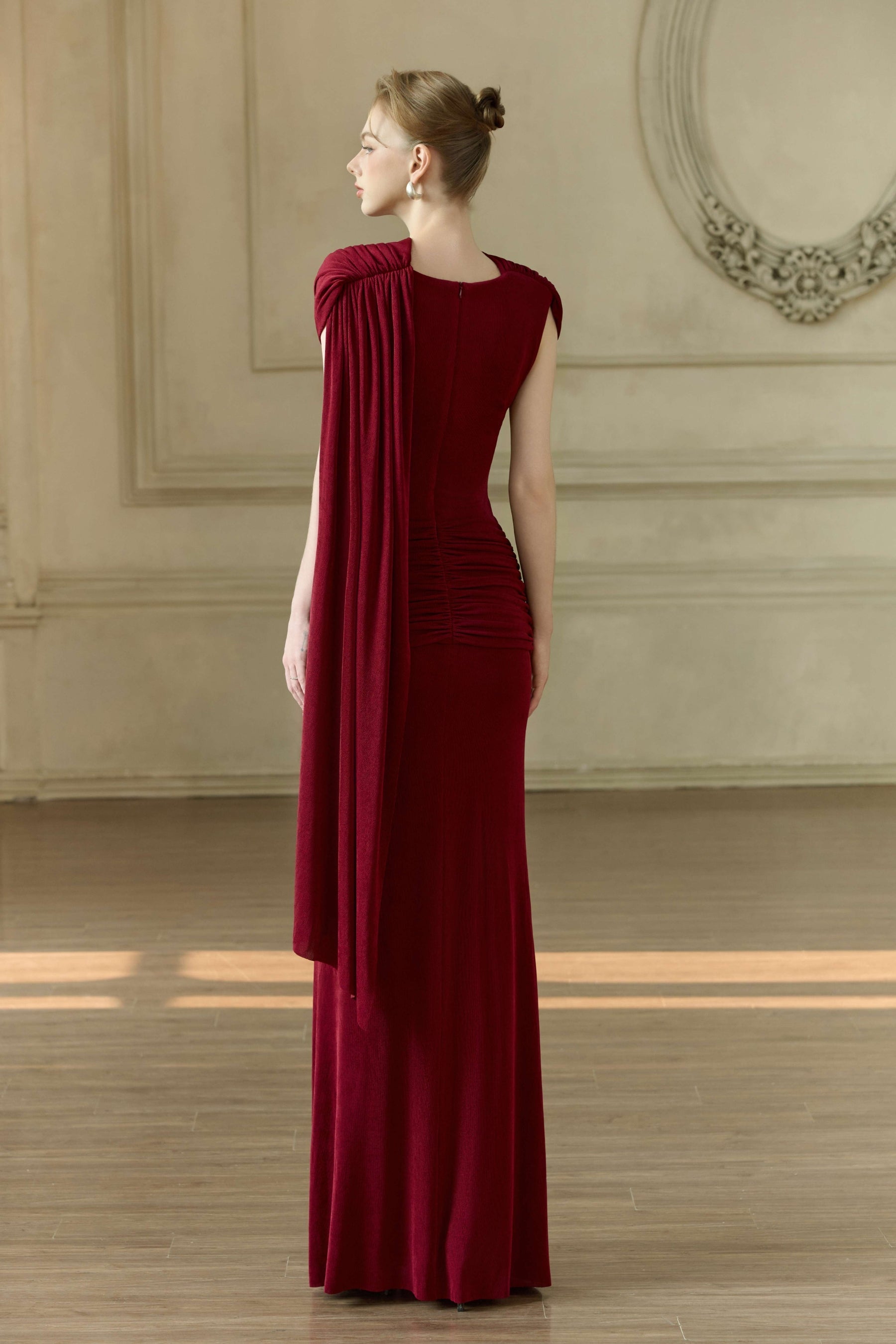 Bailey Cowl Neck Draped Maxi Dress