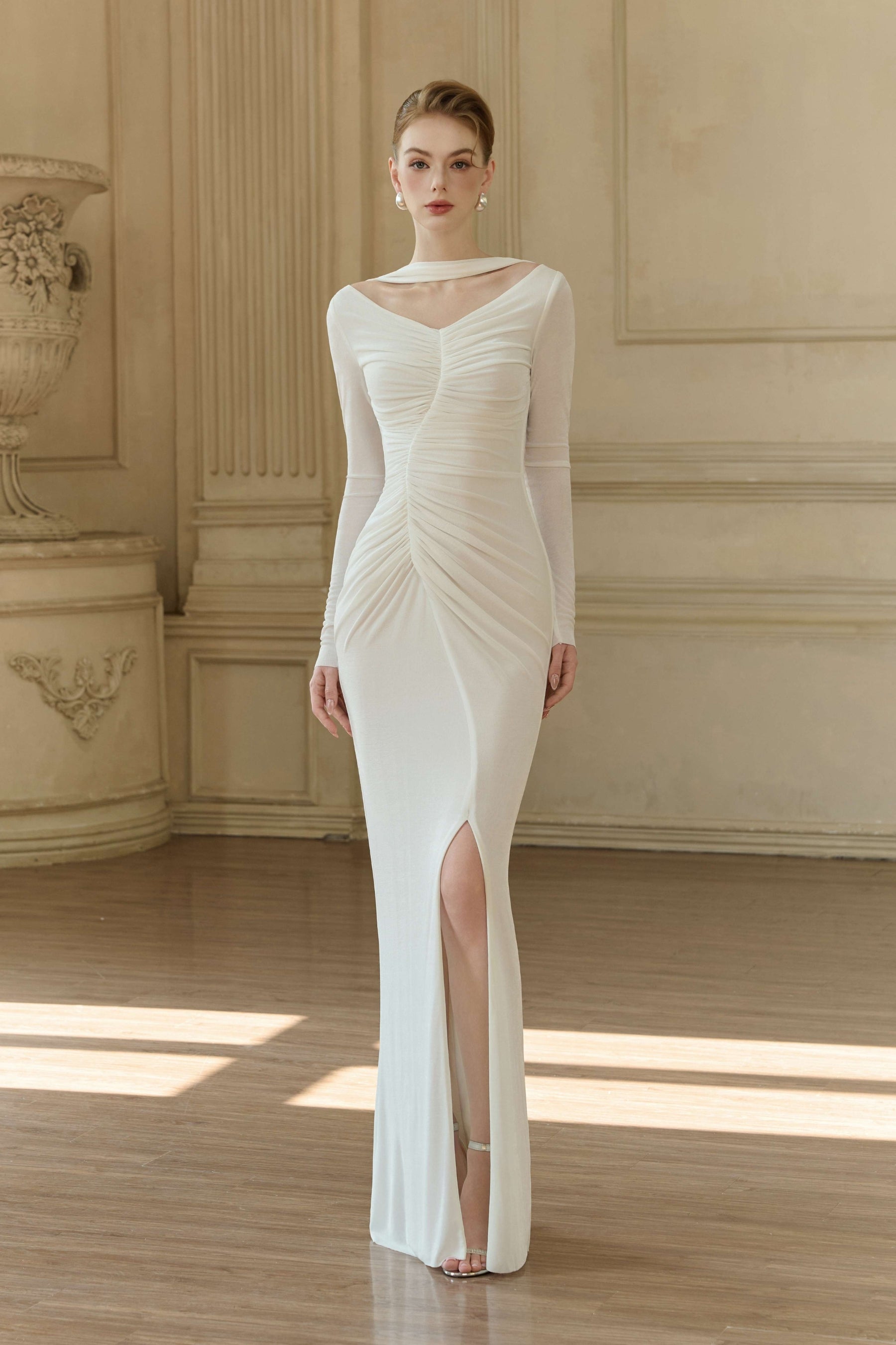 Ava Draped Long Sleeve Maxi Dress