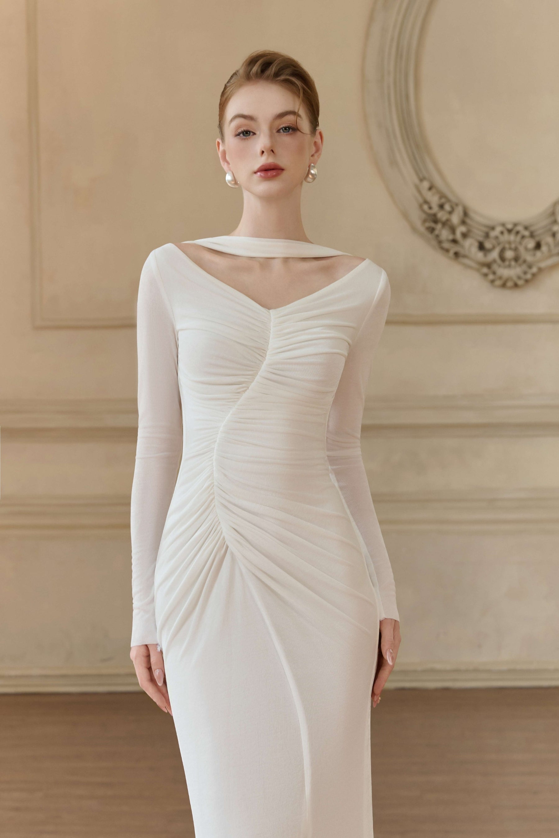 Ava Draped Long Sleeve Maxi Dress