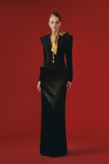 Heather Bow Detail Long Sleeve Maxi Dress