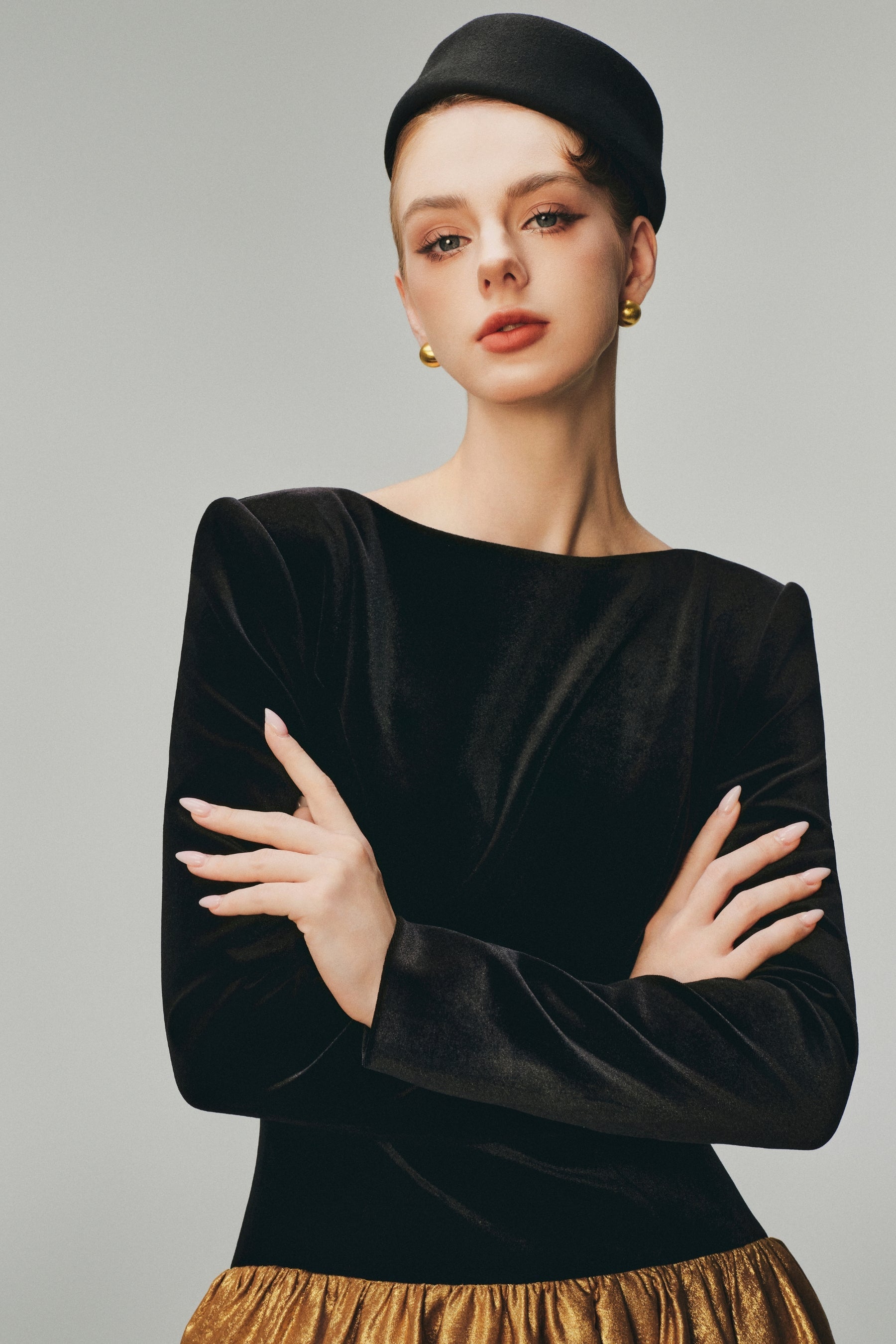 Clare Long Sleeve Contrast Gown