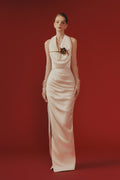 Hanah Halter Draped Maxi Dress