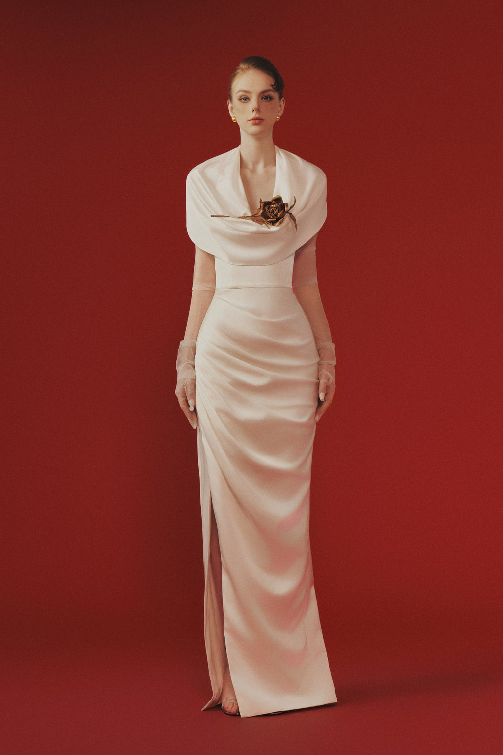 Celina Draped Cowl Neck Maxi Dress