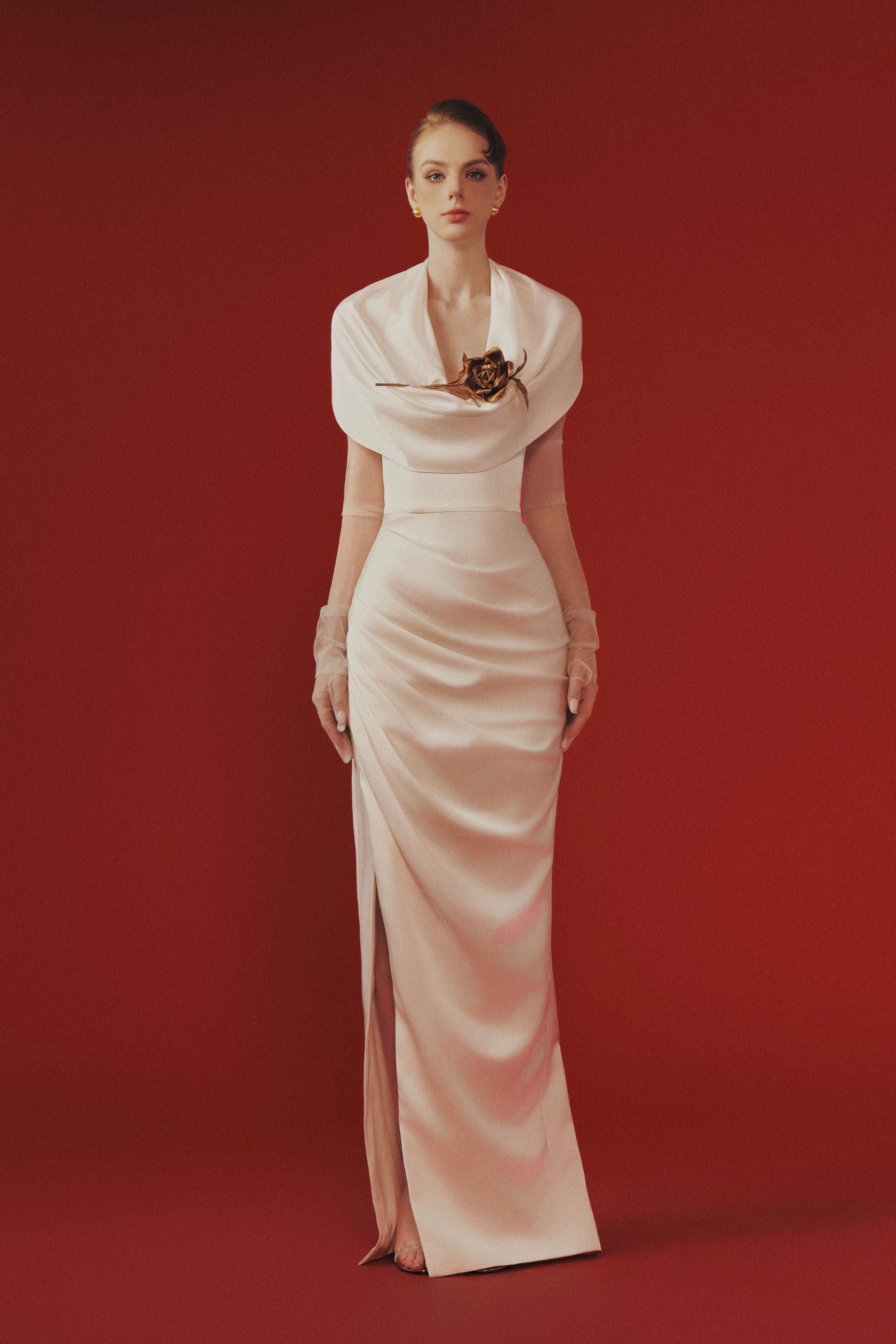 Celina Draped Cowl Neck Maxi Dress