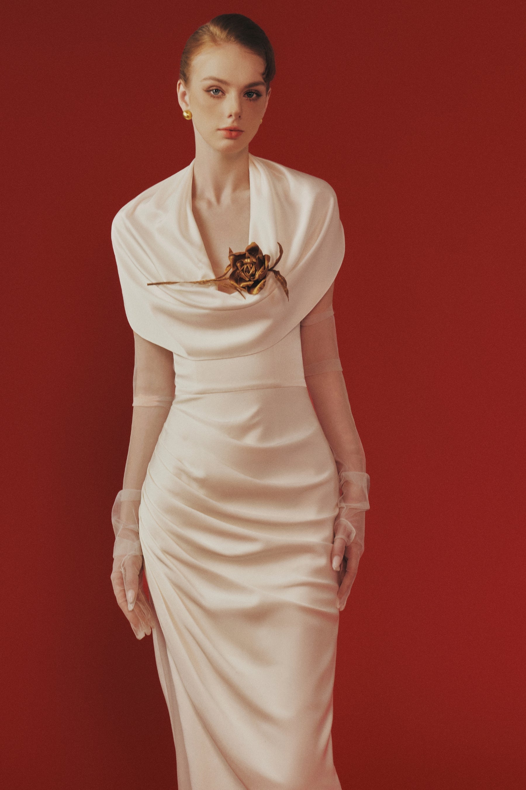 Celina Draped Cowl Neck Maxi Dress
