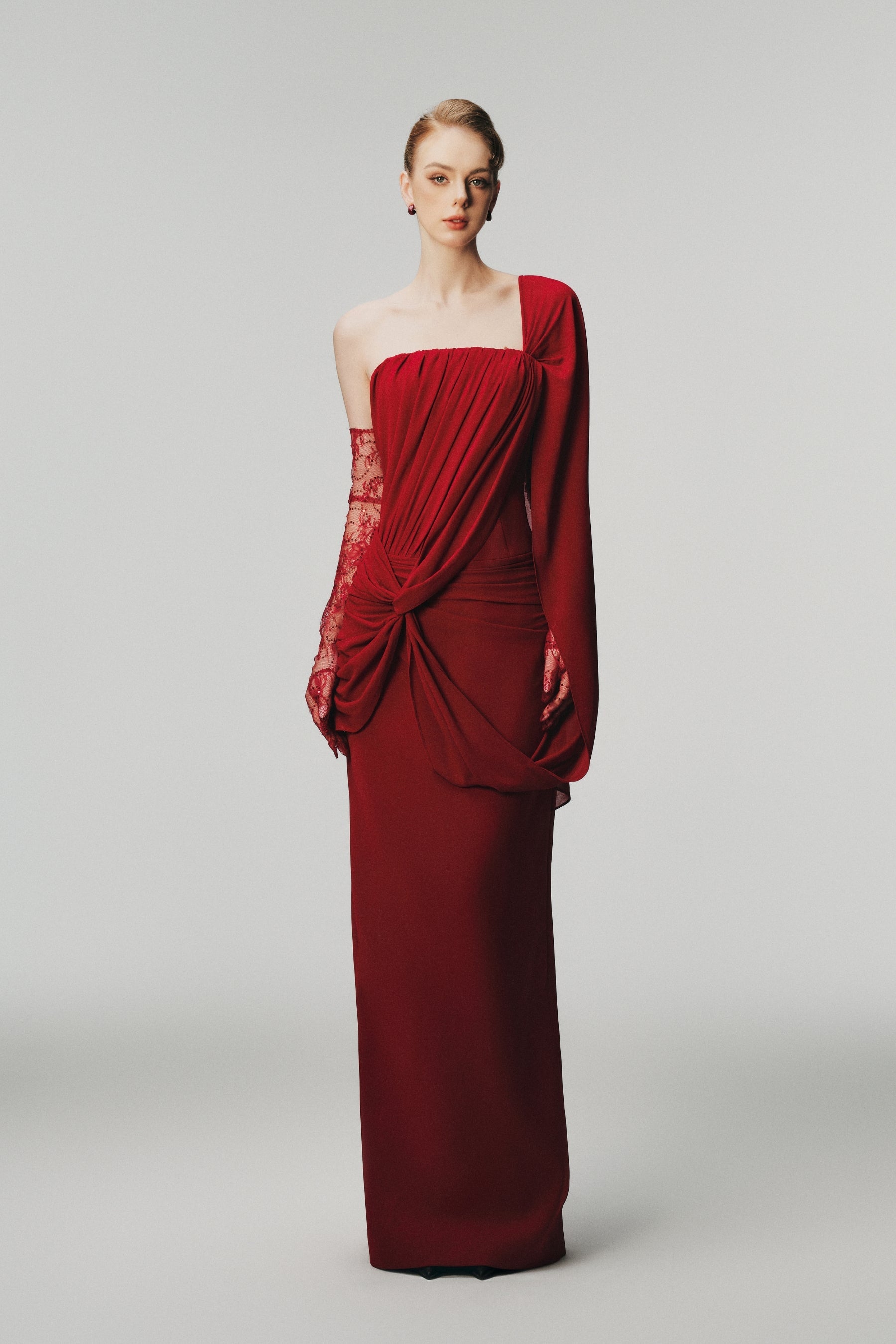 Eva One Shoulder Draped Maxi Dress