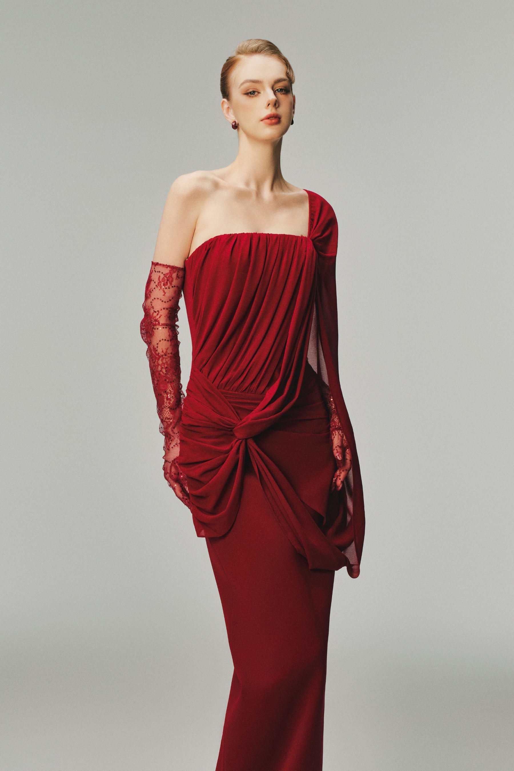 Eva One Shoulder Draped Maxi Dress