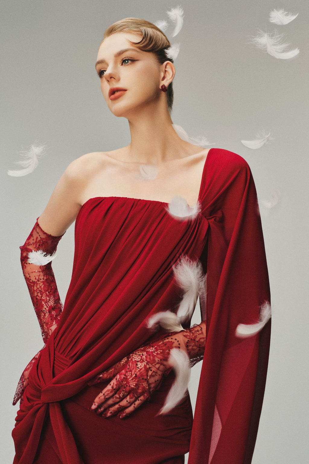 Eva One Shoulder Draped Maxi Dress
