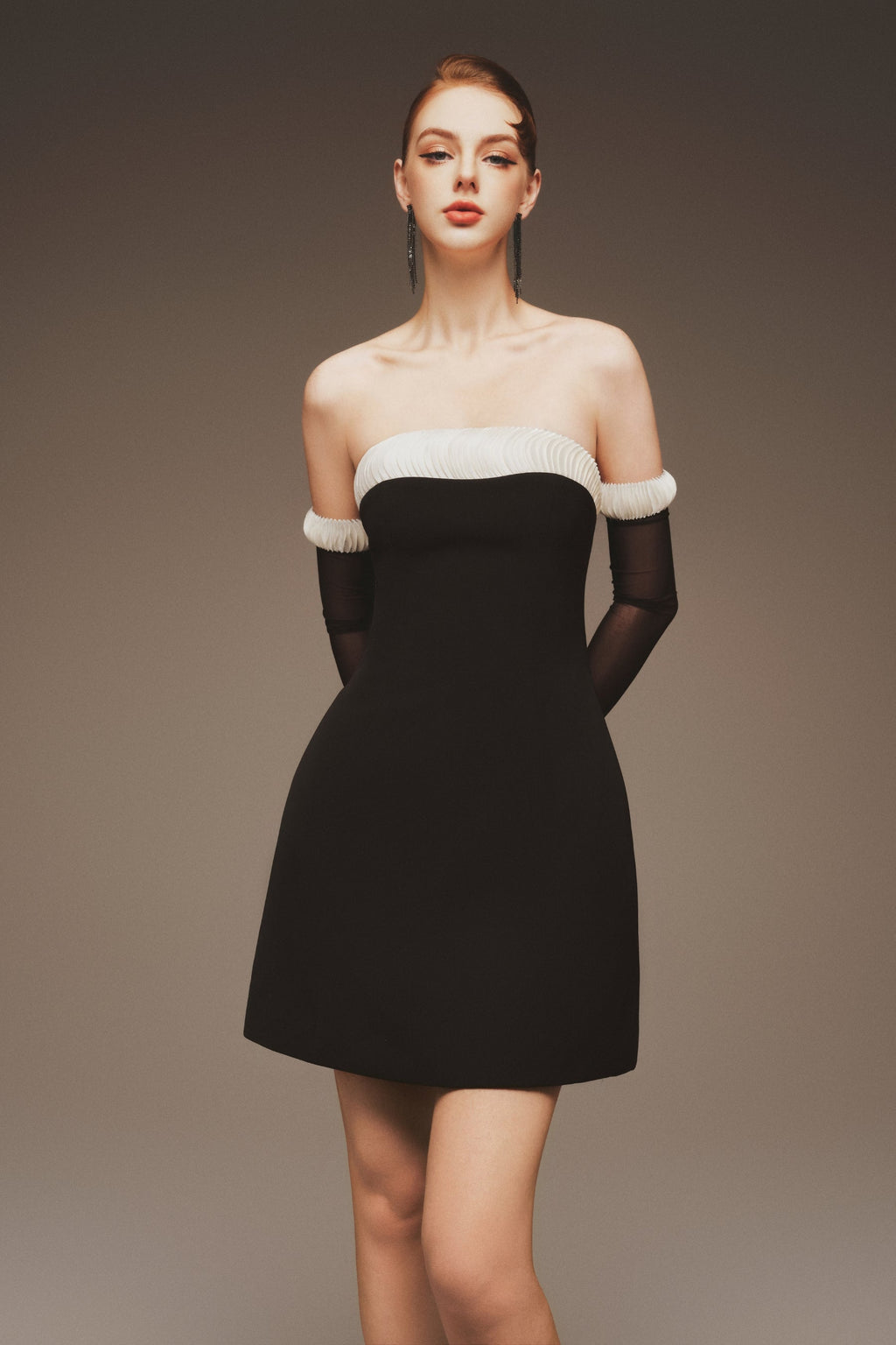 Strapless Twill Mini Dress