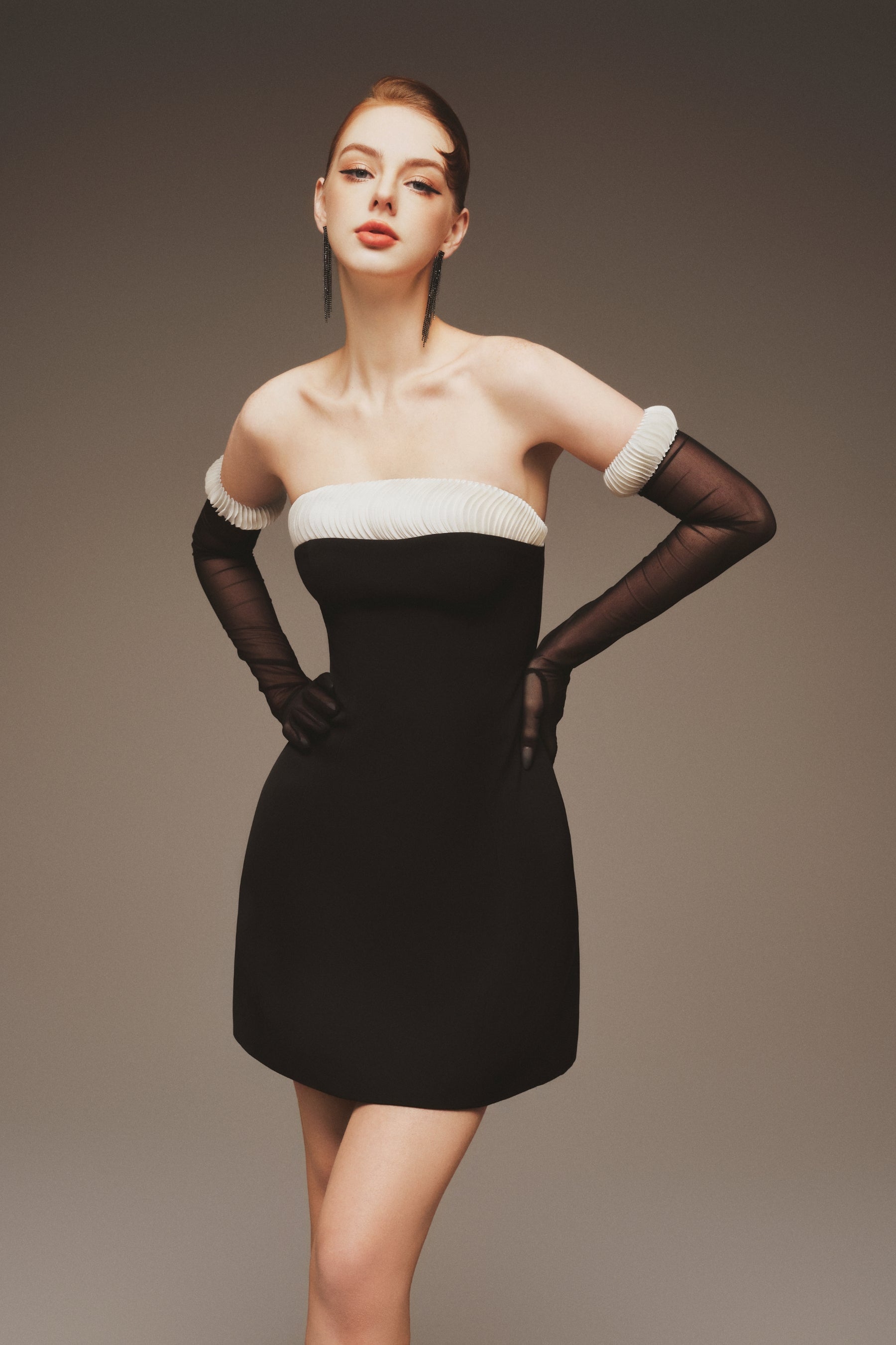 Strapless Twill Mini Dress