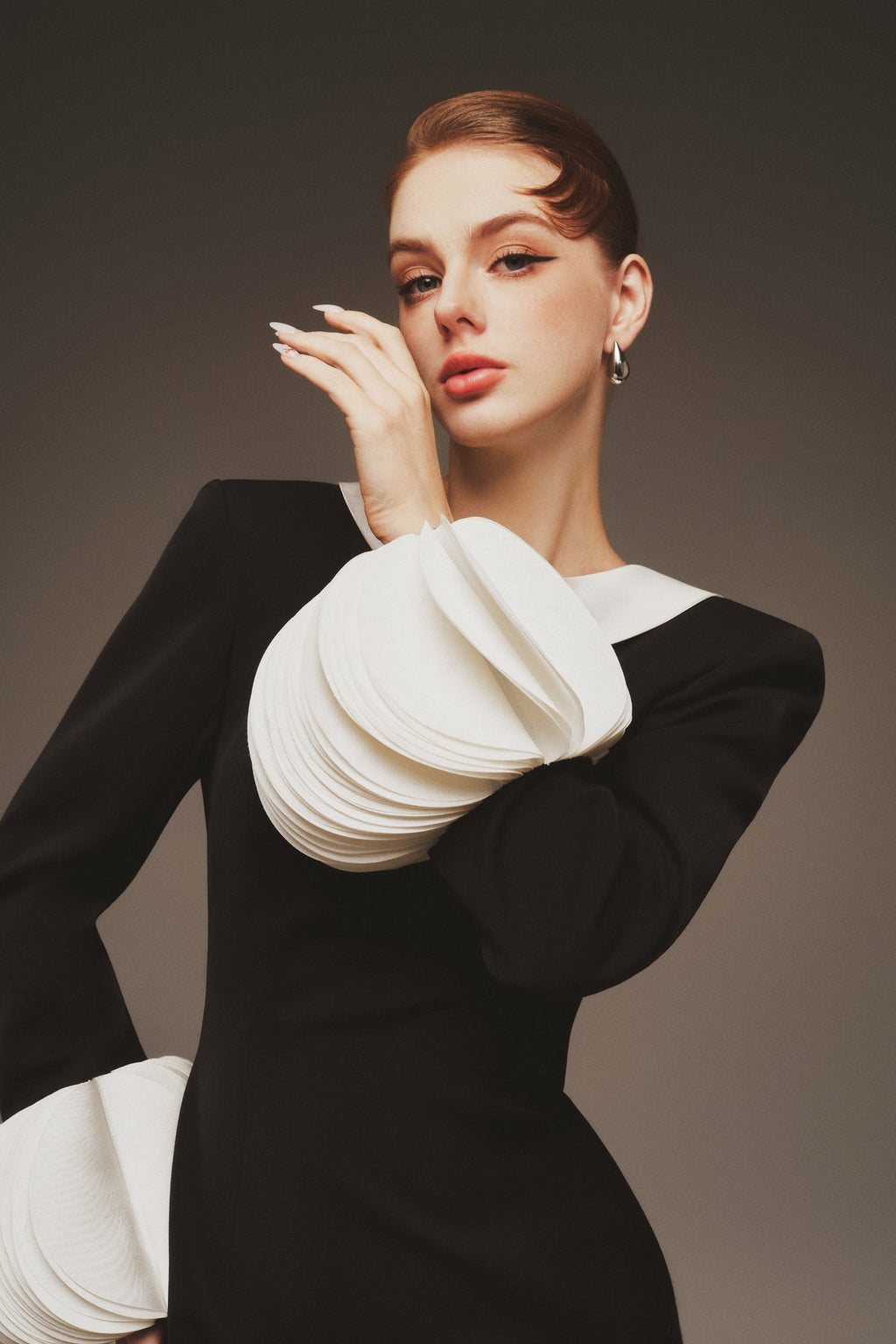 Contrast Organza Cuff Maxi Gown