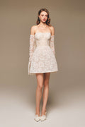 Off-Shoulder Lace Corset Mini Dress