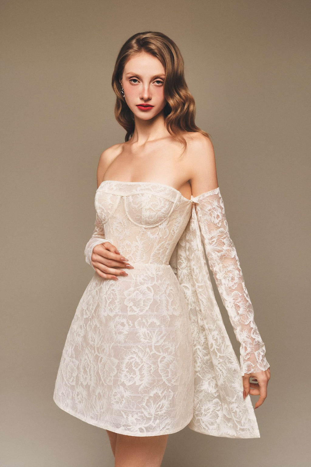 Off-Shoulder Lace Corset Mini Dress