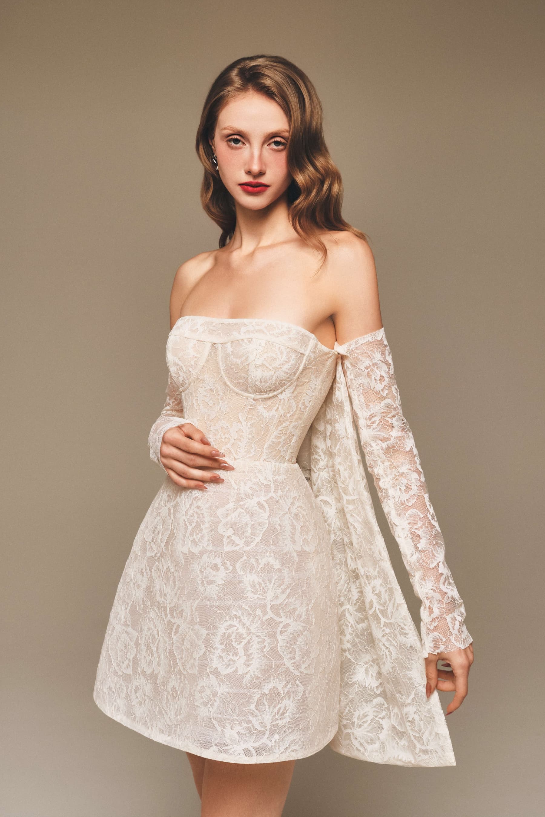 Off-Shoulder Lace Corset Mini Dress