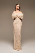 Off-Shoulder Lace Corset Maxi Gown