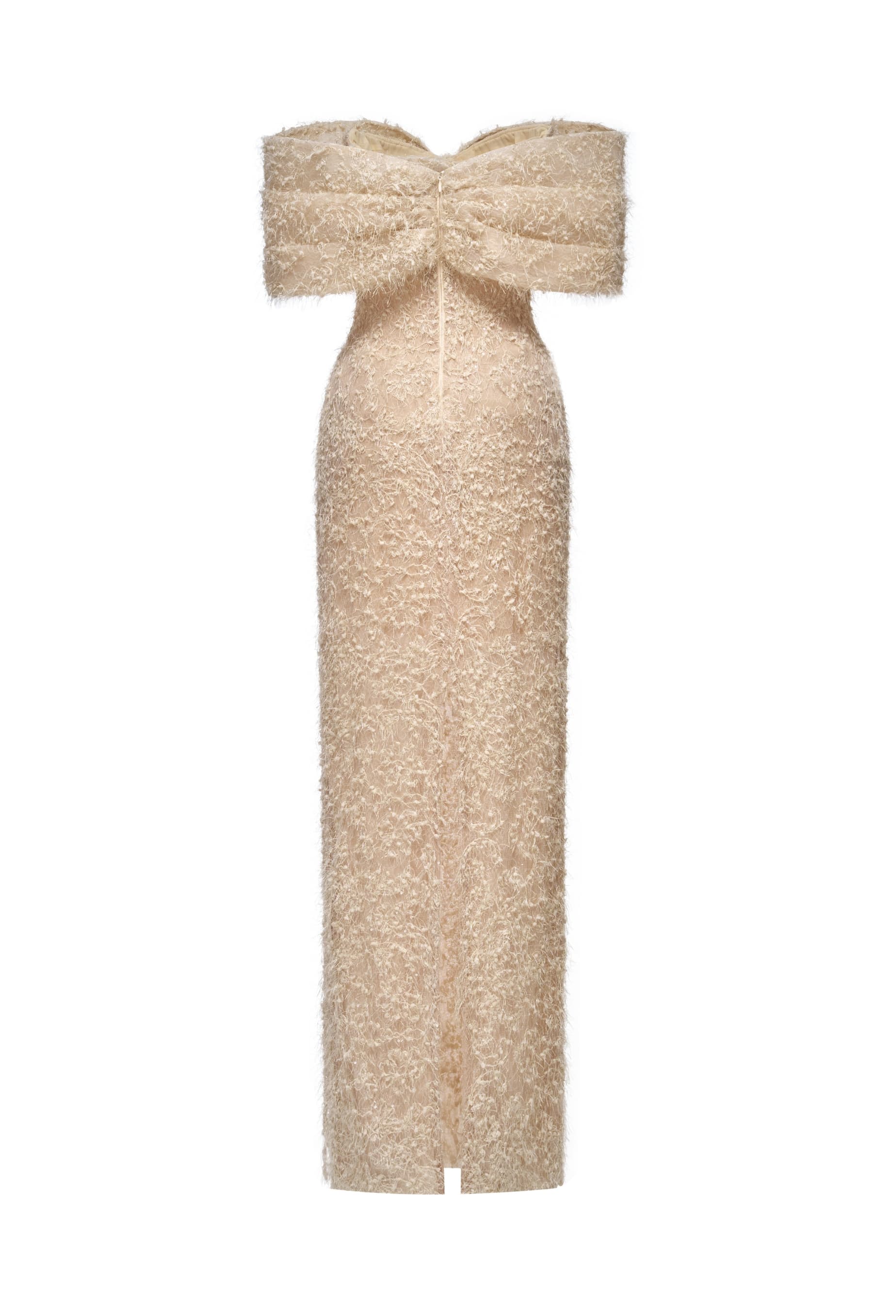 Off-Shoulder Lace Corset Maxi Gown