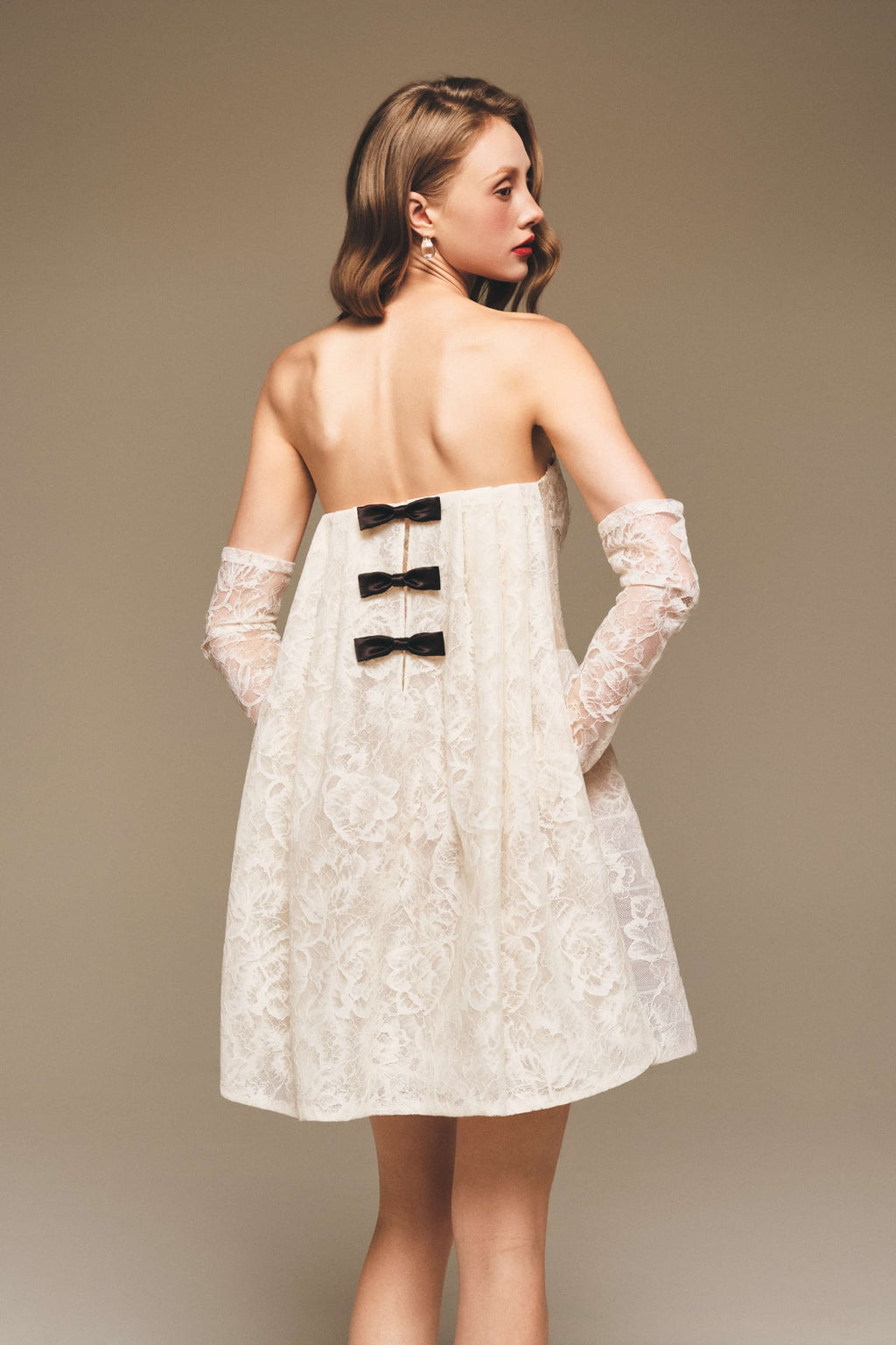 Strapless Lace Corset Mini Dress with 3D Floral Bust